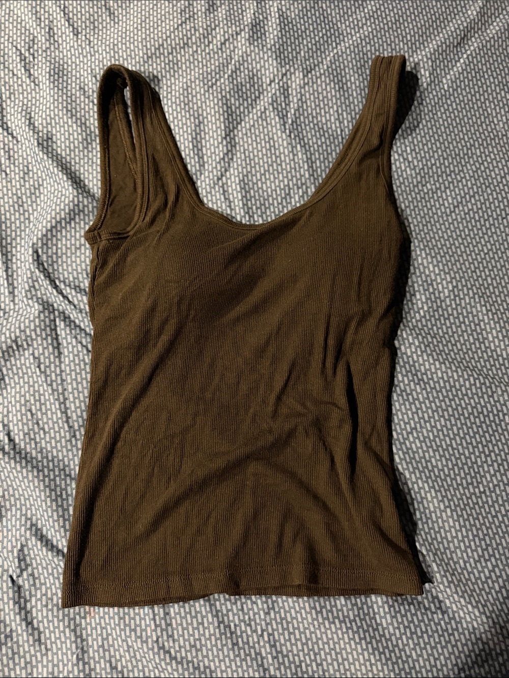 Black Ribbed Scoop Neck Tank Top